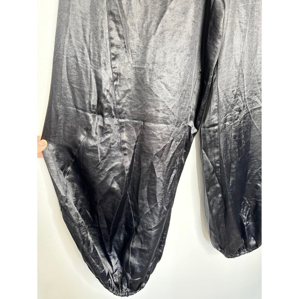 Pilcro Liquid Parachute Pants Size M Black Satin Elastic Waist Anthropologie - Picture 6 of 15
